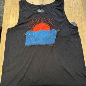 O'Neill Black Tank Top with Sun and Wave Graphic
